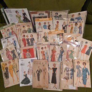 Vintage Pattern LOT- 50s, 60s. Vogue, DuBarry, Butterick, Laura Ashley. 26 pcs
